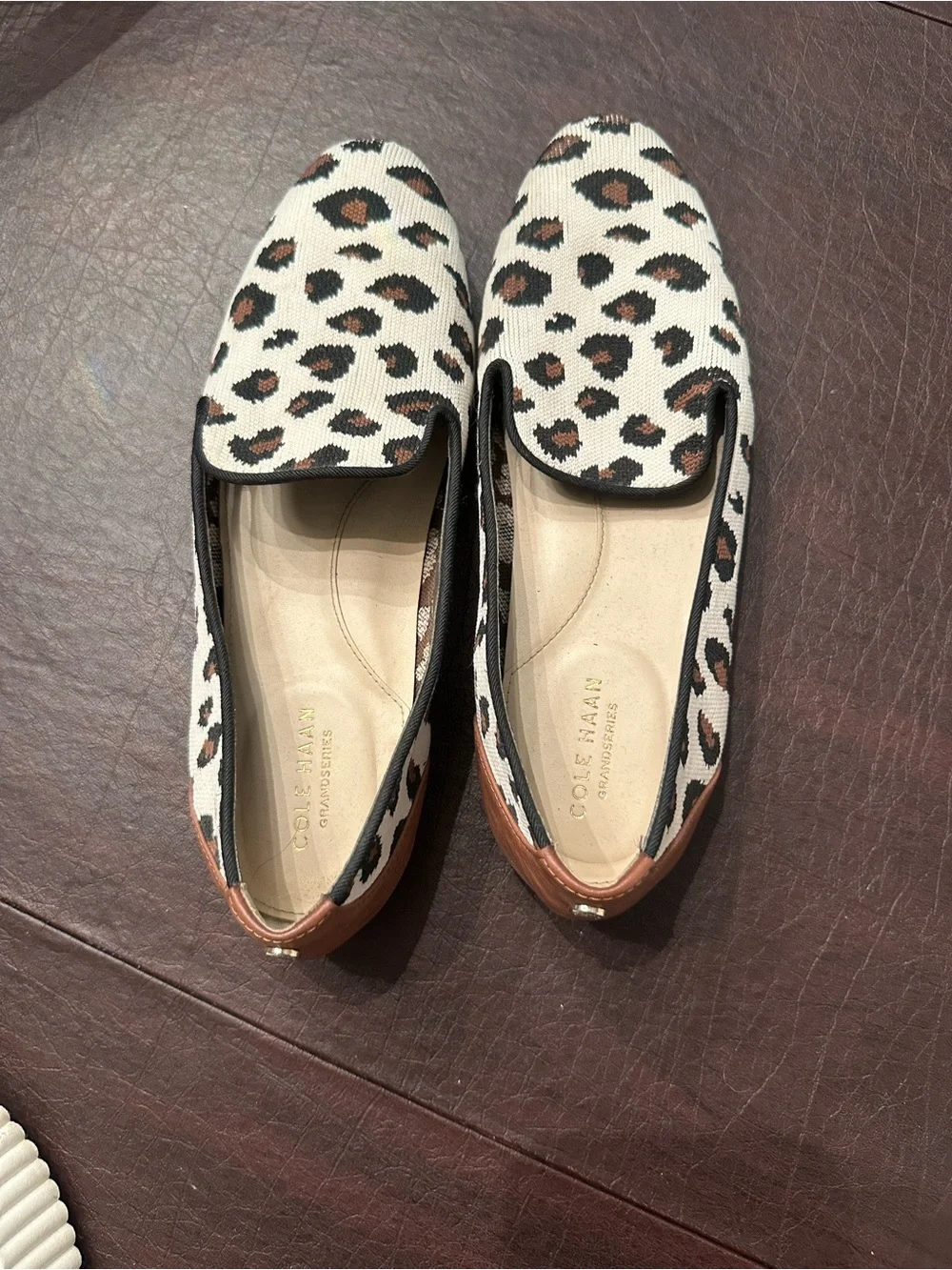 Cole Haan Leopard-Print Slip-On Loafers in Cream & Brown